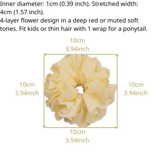 Ruffle Cotton Scrunchie — 4-Layer Flower Design for Kids & Thin Hair | HA-SCR-COT-001