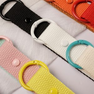 Custom Ribbon Keychain — Embroidered or Printed, Canvas/Satin/Leather | KEY-RIB-001